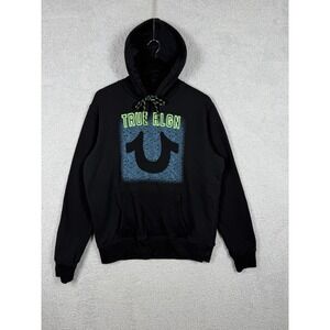 True Religion Men's Black Digital Motherboard Logo Pullover Hoodie Size L